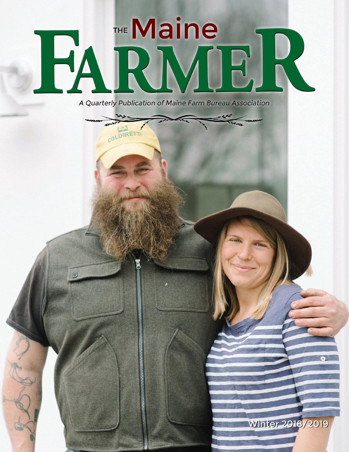 Jim Buckle and his wife Hannah appeared on the cover of the Maine Farm Bureau's winter magazine. Photo: Elizabeth Laduca/Maine Farm Bureau